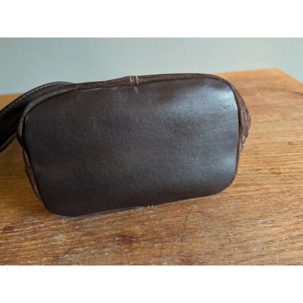 Vintage Y2K St Johns Bay Brown Suede Shoulder Bag Leather Trim Hobo Purse